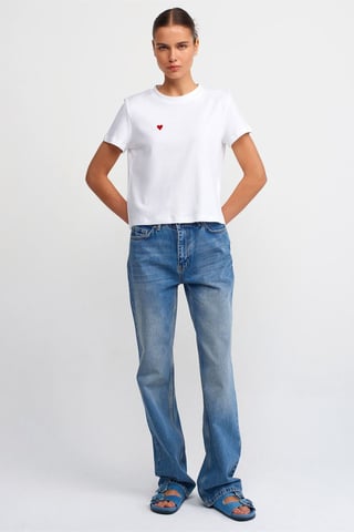 Hochtaillierte gerade Jeans aus Baumwolle