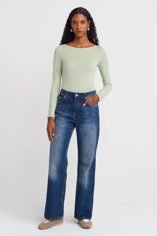 Damen High-Waist Gerade Jeans