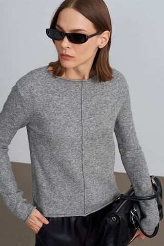 Damen Boot-Ausschnitt Rippstrickpullover