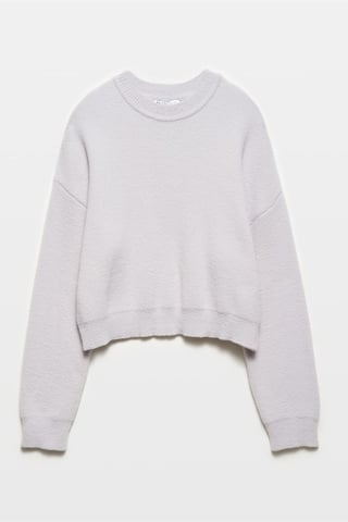 Damen Unifarbener Lockere Rundhals Pullover