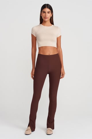 Hochtaillierte Schlagleggings mit Schlitz