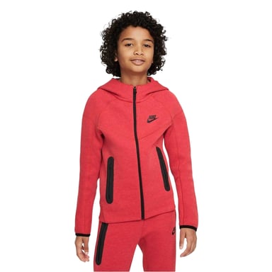 Nike - Hoodie mit durchgehendem Reißverschluss für Kinder, Fleece (Rot/Schwarz)