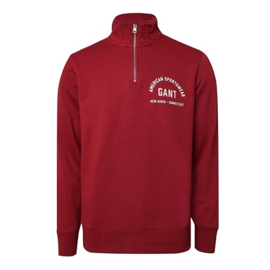 Gant - Sweatshirt für Herren, mit halbem Reißverschluss, Regulär (Rot)