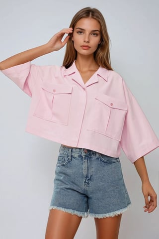 Crop-Shirt mit einer Taschenoptik