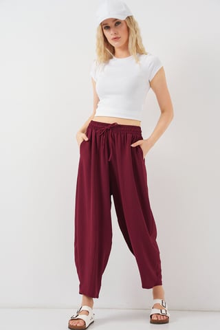 Strukturierte Salwar-Hosen mit Kordelzugbund