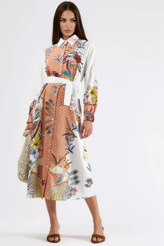 Blumen-Maxi-Kleid mit Knopfverschluss