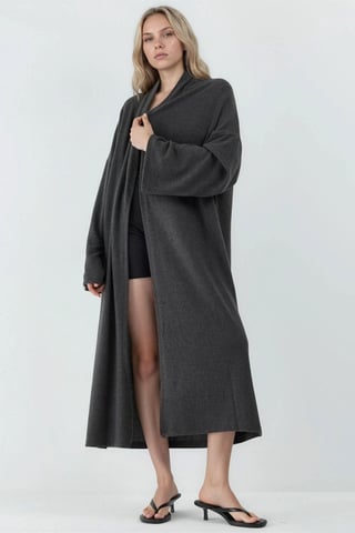 Lässiger Langarm-Cardigan mit offenem Vorderteil und Schalkragen