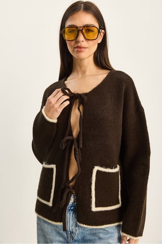 Oversized Strickcardigan mit Bindegurt