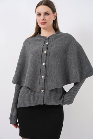 Rippstrukturierter Langarm-Button-Up-Cardigan