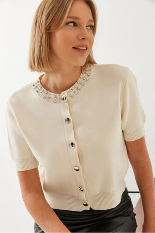 Crop-Cardigan mit Zubehördetail
