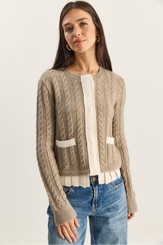 Haar-Muster Strick-Cardigan