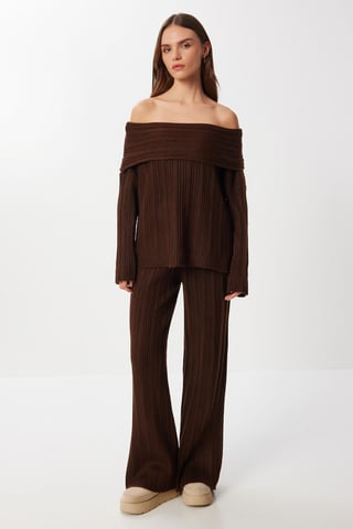Off-Shoulder Rippstrick-Set aus zwei Teilen