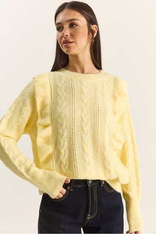 Texturierter Rundhals-Pullover