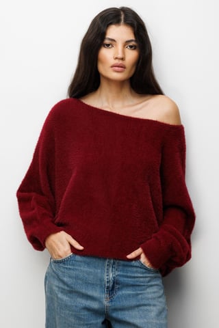 Lässig geschnittener Strickbootneck-Pullover