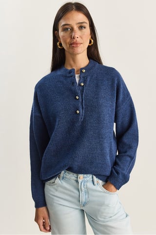 Knopfkragen Strickpullover