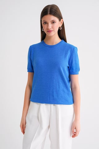 Rundhals Kurzarm Strickpullover
