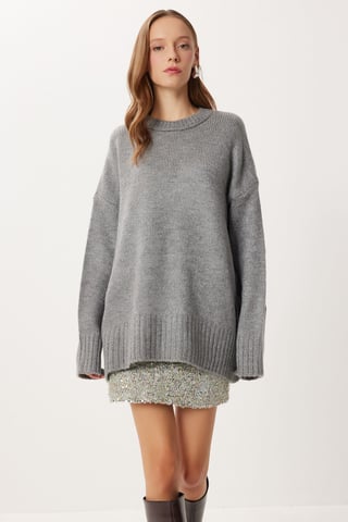 Oversized Basic Pullover mit Rundhalsausschnitt