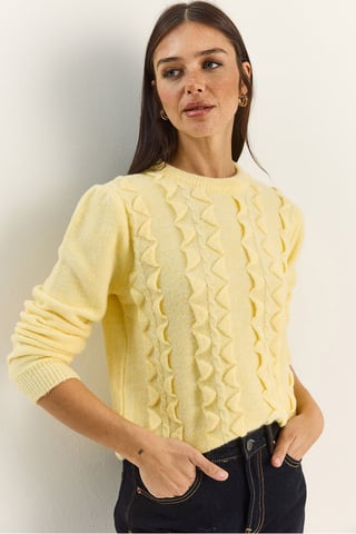 Texturierter Rundhals-Pullover