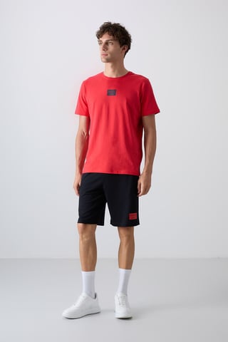 Bedrucktes Baumwoll-Jersey T-Shirt und Shorts-Set