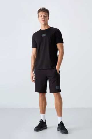 Bedrucktes Baumwoll-Jersey T-Shirt und Shorts Set