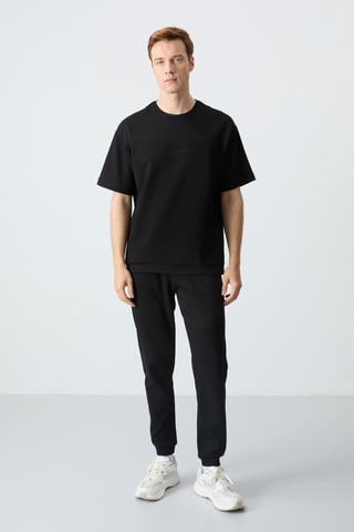 Tommy Life Oversize-T-Shirt- und Hosen-Set für Herren - Schwarz