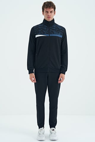 Bedrucktes Sweatshirt mit Reißverschlusskragen und Hosen-Set