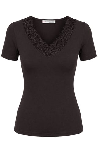Spitzen-V-Ausschnitt Slim Fit Bluse