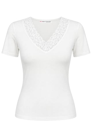Spitzen-V-Ausschnitt Slim Fit Bluse