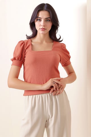 Slim Fit Quadratkragenbluse