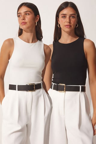 Schlankes Fit Crew Neck Cropped Top