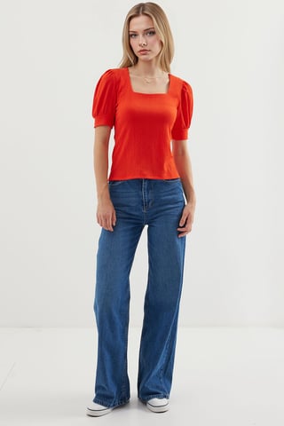 Slim Fit Quadratkragenbluse