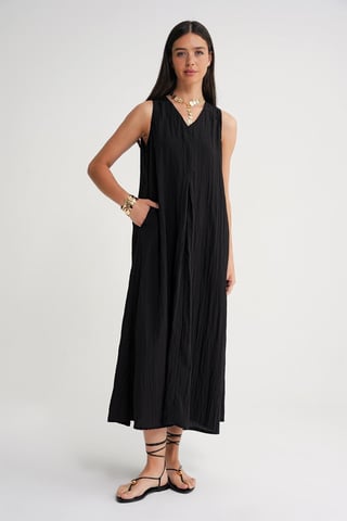 Mixray V-Ausschnitt Maxikleid - Schwarz