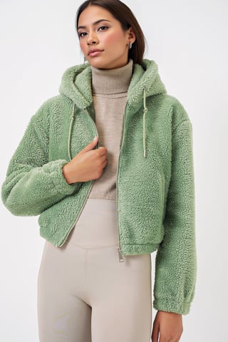 Crop Plush Zip-Front Hoodie