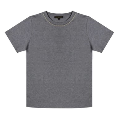 Biba - T-Shirt für Damen, Rundhalsausschnitt, Regulär (Grau)