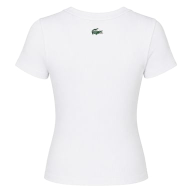 Lacoste - T-Shirt für Damen, Rundhalsausschnitt, gerippt, Schmal (Weiß)