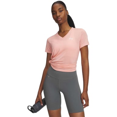 Under Armour - T-Shirt für Damen, V-Ausschnitt, lose Passform (Hellrosa)
