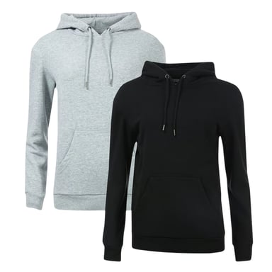 Brave Soul - Kapuzenpullover für Damen, Überschnittene Schulter, Regulär (2er-Pack) (Schwarz/Grau)