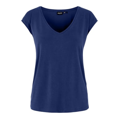 Pieces - "Pckamala" T-Shirt für Damen, V-Ausschnitt, Jerseyware (Blau)