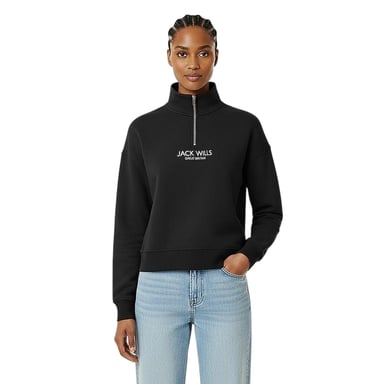 Jack Wills - "Honeylane" Sweatshirt für Damen, mit halbem Reißverschluss (Schwarz)