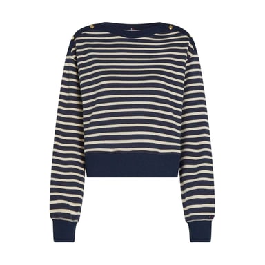 Tommy Hilfiger - Sweatshirt für Damen, U-Boot-Ausschnitt , Regulär (Schwarz/Weiß)