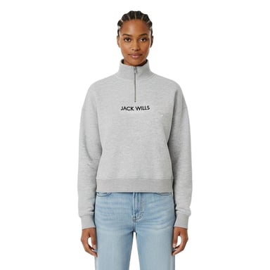 Jack Wills - "Honeylane" Sweatshirt für Damen, mit halbem Reißverschluss (Grau meliert)