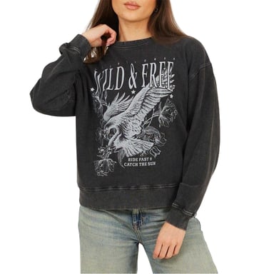 Brave Soul - "Wild & Free" Sweatshirt für Damen (Schwarz)