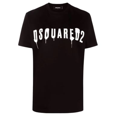 Dsquared2 Dripping Spray Logo Schwarzes T-shirt
