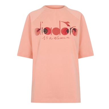 Diadora - T-Shirt für Damen, Rundhalsausschnitt, Raglanärmel (Korallrot)