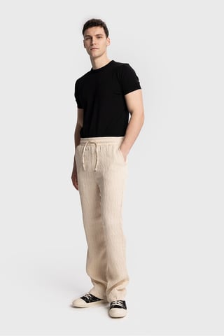 Strukturierte Regular Fit Hose mit Kordelzug