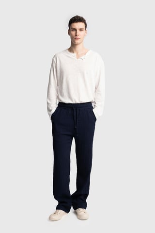 Giesto Strukturierte Jogginghose, Regular Fit, mit Kordelzug - Marineblau