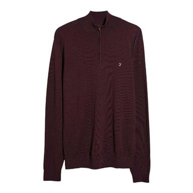 Farah - Pullover Top für Herren, Reißverschluss (Burgunderrot)