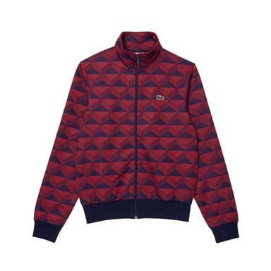 Lacoste - "Robert George" Sweatshirt für Herren, Durchgehender Reißverschluss, Jacquard (Rot/Schwarz bedruckt)