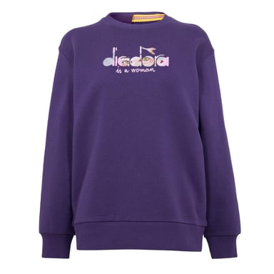 Diadora - Sweatshirt für Damen, gerippt, Regulär, Langärmlig (Violett)