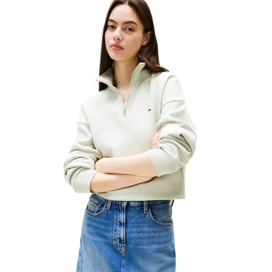 Tommy Jeans - Kurzes Sweatshirt für Damen, mit kurzem Reißverschluss, Fleece, Kastig (Neblig)